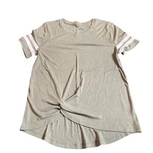 SO Olive Green Ribbed Twist Front Tunic Tee Shirt Top Medium